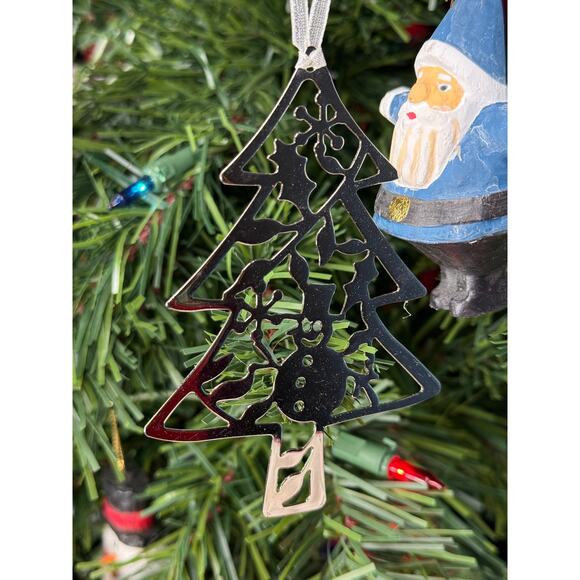 Tree Ornament Silver Tone Metal Cutout Christmas Tree Ornament - Picture 2 of 2